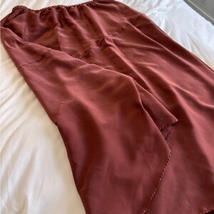 Rust Satin Maxi Skirt